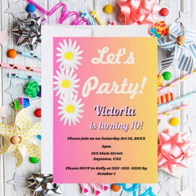 Convites Let's Party Tween Invitation (Criador carregado)
