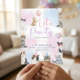 Convites Let's Paw-ty! Adorable Cat Birthday Party