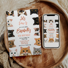 Convites Let's Pawty Cat 5th Birthday | Custom Birthday Kid