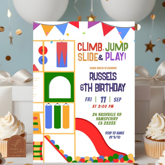 Convites Let's Play Indoor Playground Birthday Invitation (Criador carregado)