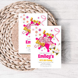 Convites Let's Roll Girl Cowgirl roller skate Birthday 