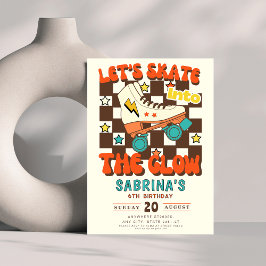 Convites Let's Skate into the glow roller skating birthday 