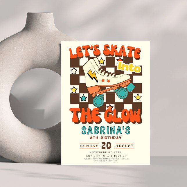 Convites Let's Skate into the glow roller skating birthday  (Criador carregado)