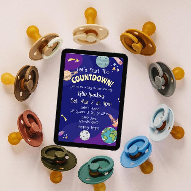 Convites Let's Start the Countdown, Space Baby Shower (Criador carregado)