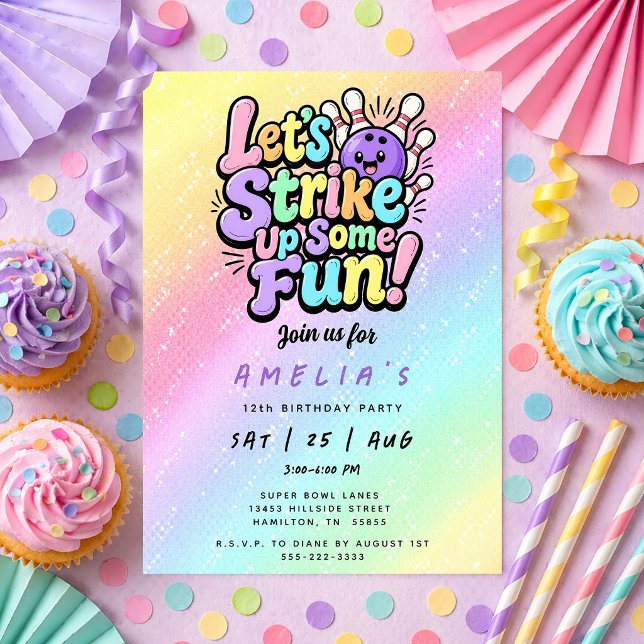 Convites Let's Strike Up Some Fun Bowling Birthday Party (Let's Strike Up Some Fun Bowling Birthday Party Invitation)