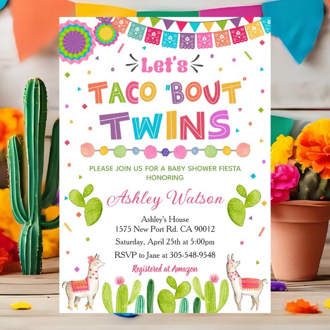 Convites Let's Taco 'Bout Twins Baby Shower Invitation (Criador carregado)