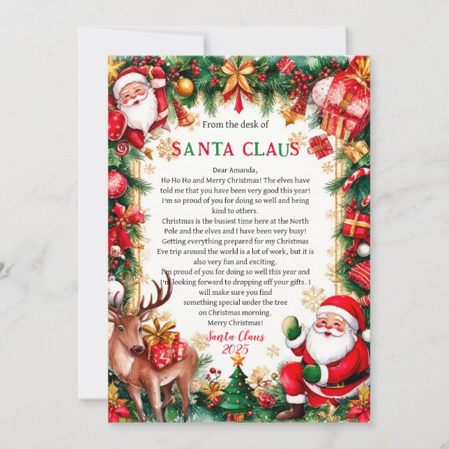 Convites Letter From Santa Claus Christmas Card (Frente)