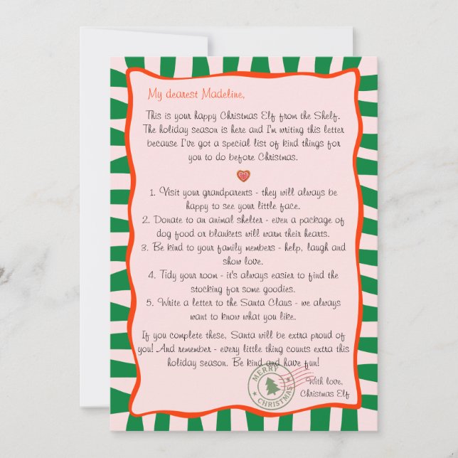 Convites Letter from the Christmas Elf North Pole Deed List (Frente)