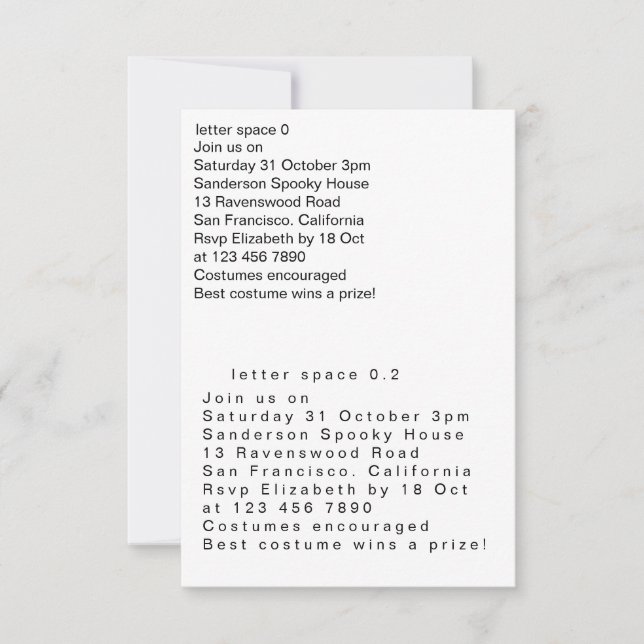 Convites letter spacing (Frente)
