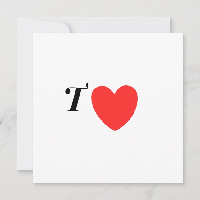 Convites Letter T Heart - Valentine Initial Love Design (Frente)