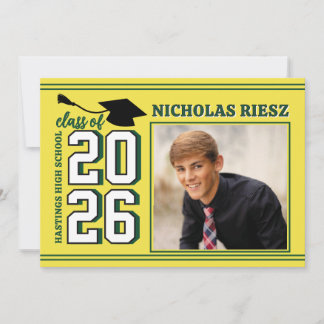 Convites LETTERMAN GRAD YELLOW Announcement & Invitation