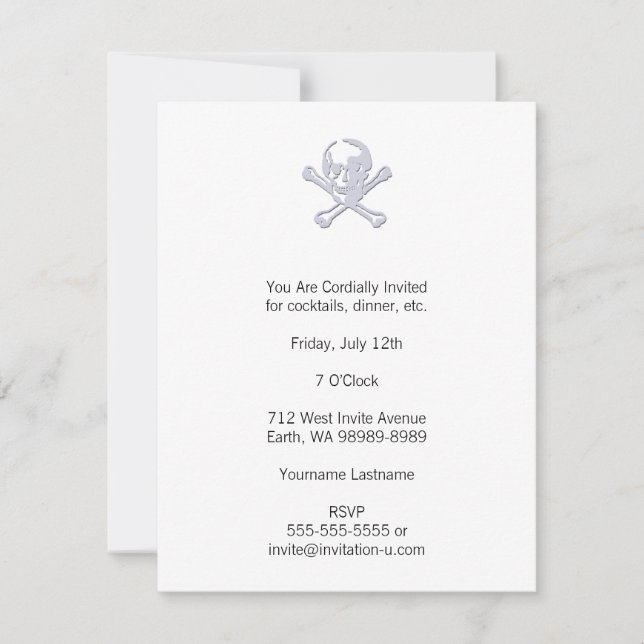 Convites Letterpress Style Jolly Roger (Frente)
