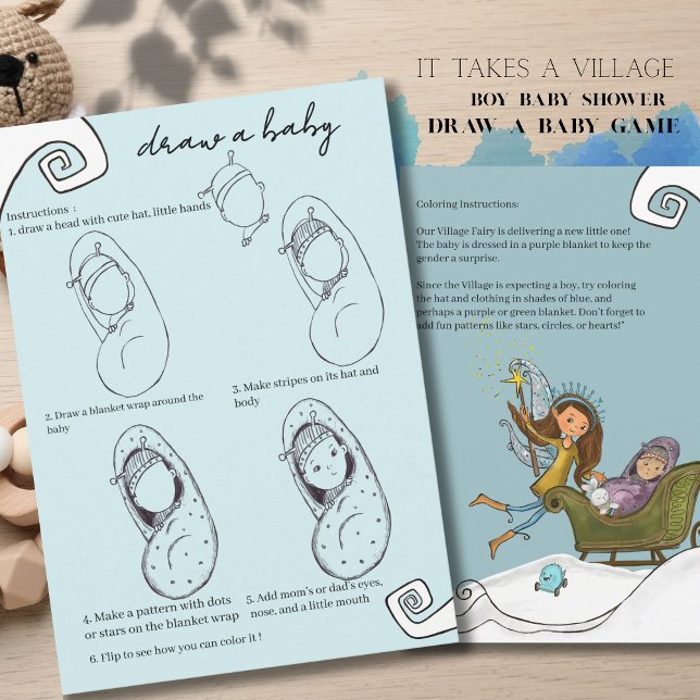 Convites Leva uma Aldeia: Magia de Inverno - Desenhe um Beb (It Takes a Village Winter Magic -Draw a baby game )