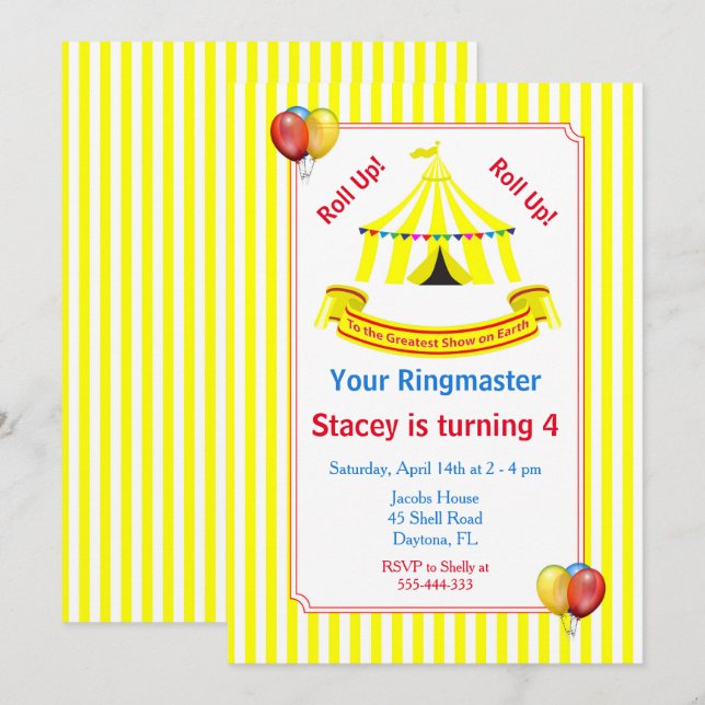 Convites Levante-se! Levante-se! Festa de aniversário de Ci (Frente/Verso)