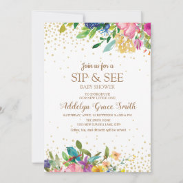 Convites Leve Dourada Floral Azul Cor-de-rosa Cor-de-rosa L