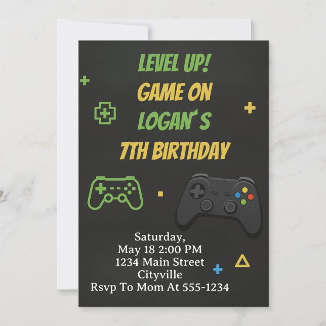 Convites Level Up Game On Birthday (Frente)