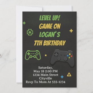 Convites Level Up Game On Birthday