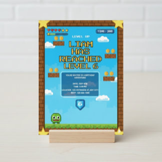 Convites Level Up Video Game Birthday Party Invitation