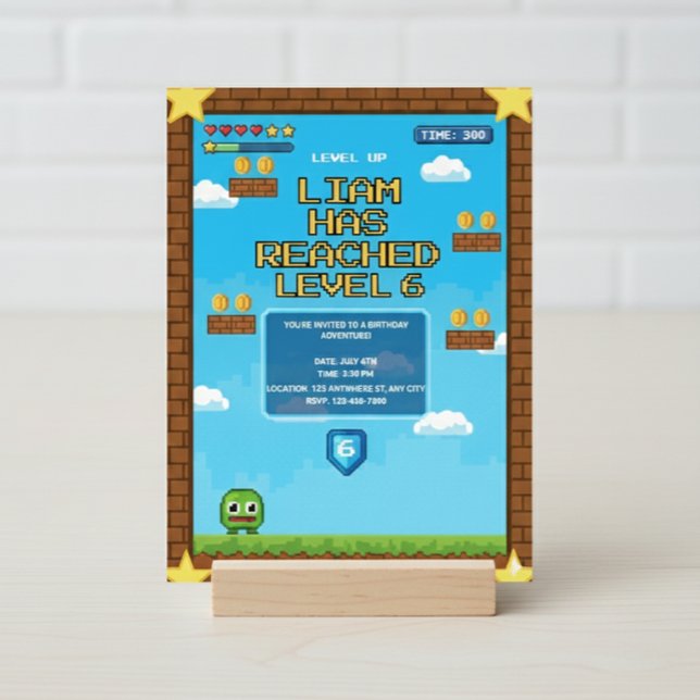 Convites Level Up Video Game Birthday Party Invitation (Criador carregado)