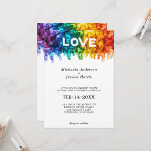 Convites 🌈 LGBTQ Pintado com Casamento de Amor