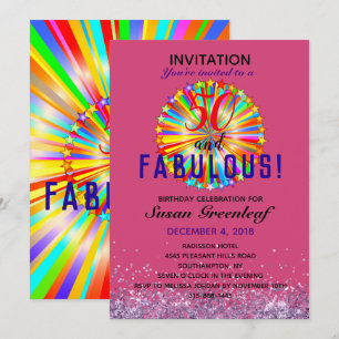 Convites LGBTQ Qualquer Idade Fabuloso Aniversário Magenta