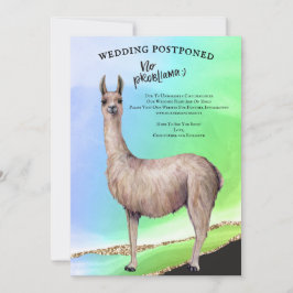 Convites Lhama Engraçada Glitter Aquarela Casamento Adiado