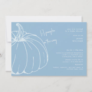 Convites Li Pumpkin Blue e White Chá de fraldas
