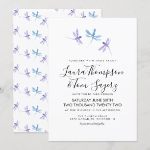 Convites Libélula Aquarela Casamento Escrita Elegante