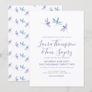 Convites Libélula Aquarela Casamento Escrita Elegante 