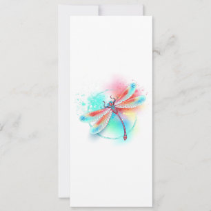 Convites libélula vermelha sobre fundo de aquarela