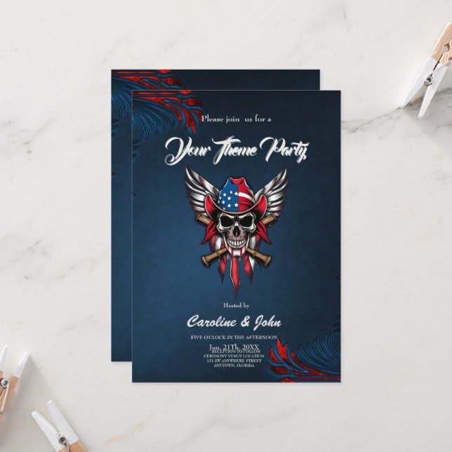 Convites Liberdade selvagem, crânio americano com morcegos  (Frente/Verso In Situ)