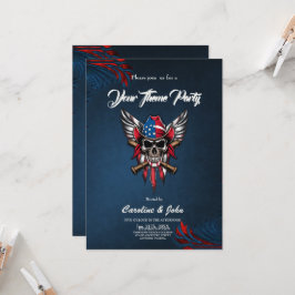 Convites Liberdade selvagem, crânio americano com morcegos 