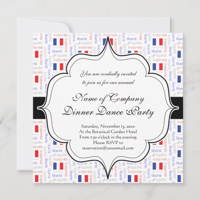 Convites Liberté - Egalité - Fraternité - Padrão de Palavra (Frente)