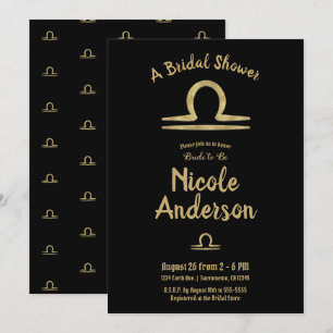 Convites LIBRA Ásterói Dourado Astrólogia Chá de Noiva de O