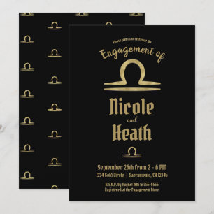 Convites LIBRA Astrologia Zodiacal do Ouro noivado de Outon