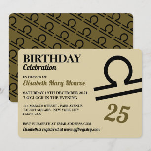 Convites Libra, The Scales, Sinal de Estrela Zodíaca, Aniv