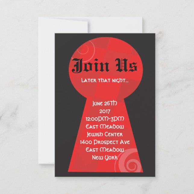 Convites LICE IN WONDERLAND Bat Mitzvah Party Card (Frente)