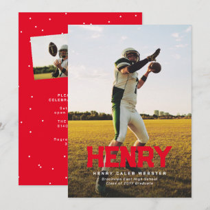 Convites Licença em formato de foto vermelho desportivo sim