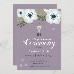 Convites Licenciação de Anemone LPN Enfermeira de Pinning
