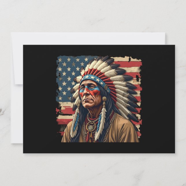 Convites Líder Indiano Patriótico Americano (Frente)