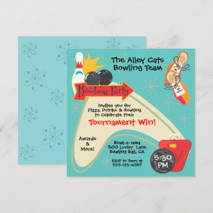 Convites Liga de Equipe de Boliche Retrô Festa