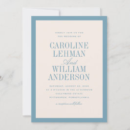 Convites Light Blue Classic Elegant Wedding  Invitation