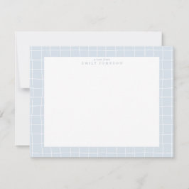Convites Light Blue Grid Frame Note Card