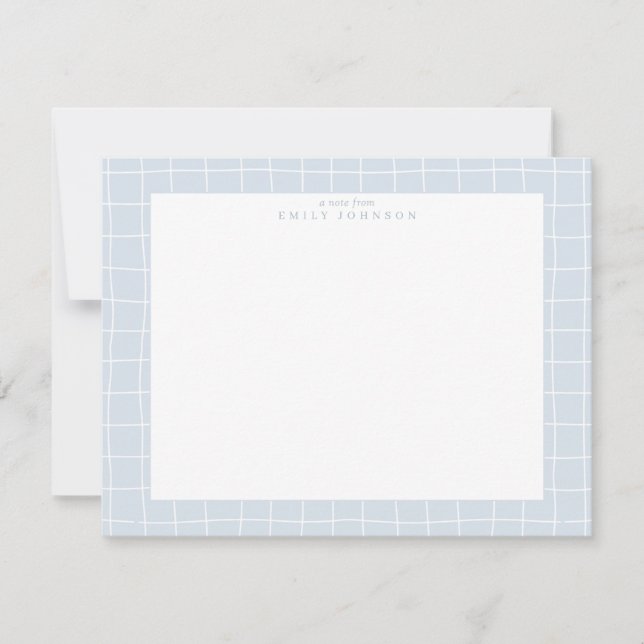 Convites Light Blue Grid Frame Note Card (Frente)