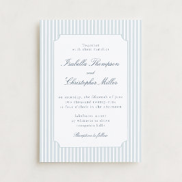 Convites Light Blue Stripe Framed Wedding Invitation