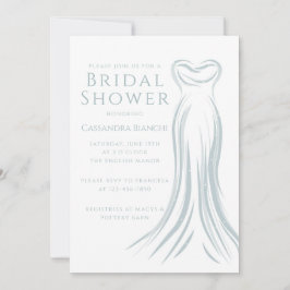 Convites Light Blue Wedding Dress Bridal Shower Invitation
