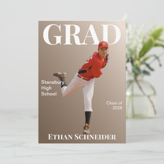 Convites Light Brown Magazine Graduation Announcement Card (Em pé/Frente)