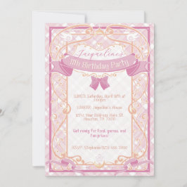 Convites Light Pink Art Nouveau Princess Birthday