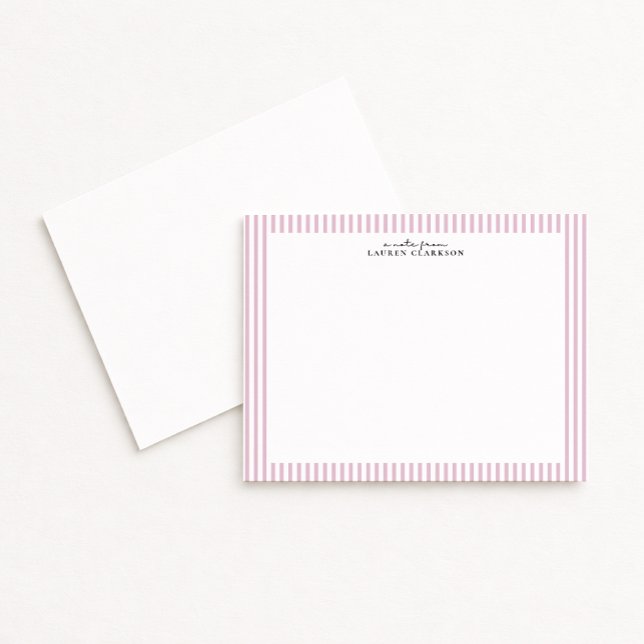 Convites Light Pink Stripe Border Note Card (Criador carregado)