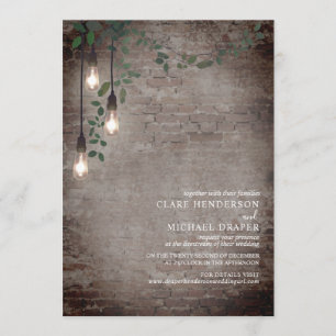 Convites Lightbulb Botanical Garland Brick Virtual